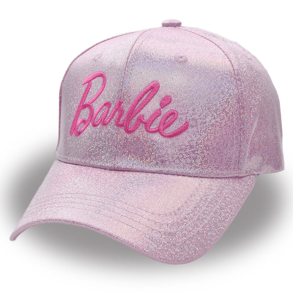 New Laser Colorful Barbie Girl Baseball Cap Pink Embroidered Letter Hat Casual Fashion Cap