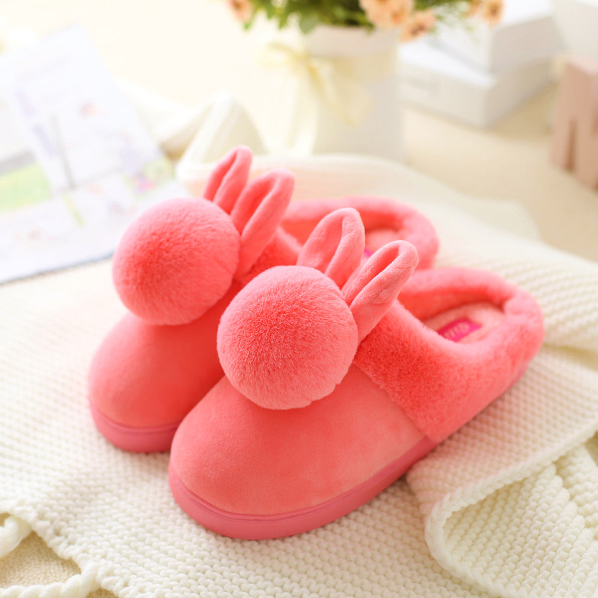 Kids Girls Toddler Cute Cotton Slippers Autumn And Winter Indoor Ball