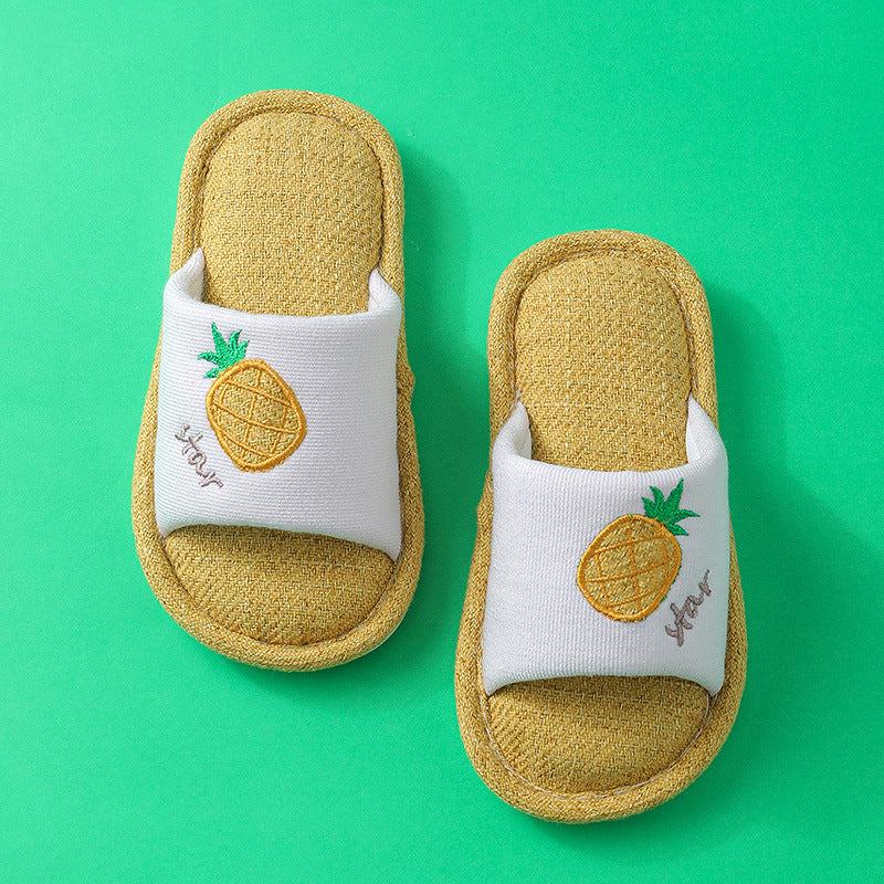 Kids Toddler Linen Slippers