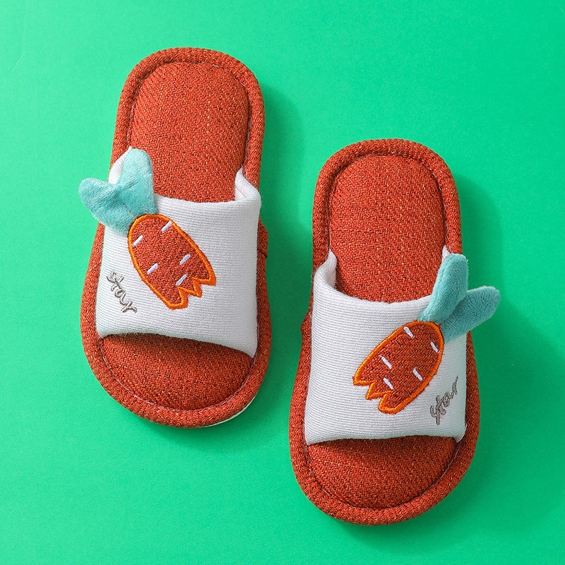 Kids Toddler Linen Slippers