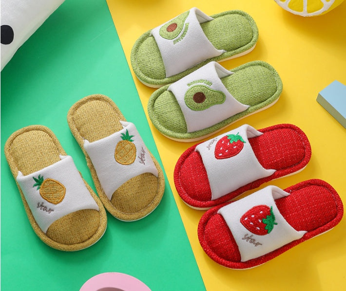 Kids Toddler Linen Slippers