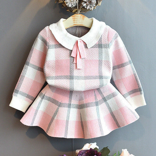 Girls Sets Children'S Clothing Autumn Winter New Plaid Korean Student