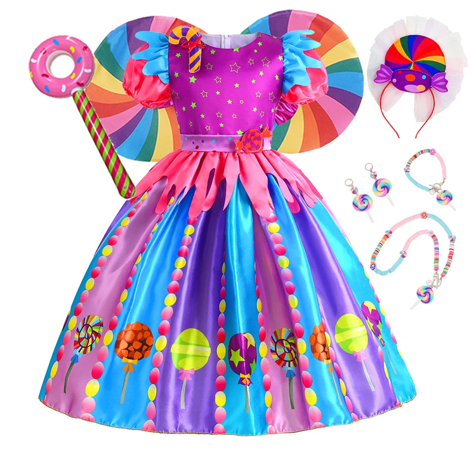 Toddler Girl Princess Candy Lollipop Dress Halloween Party