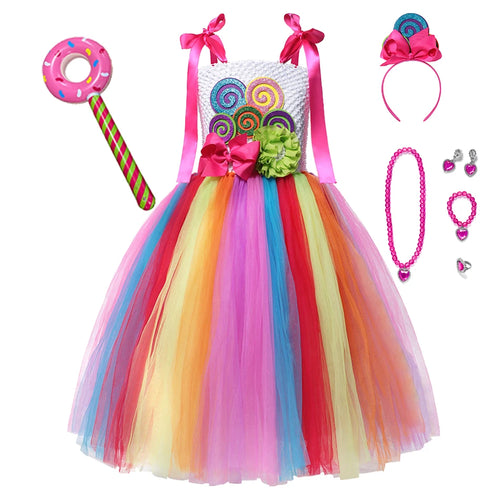 Toddler Girl Princess Candy Lollipop Dress Halloween Party