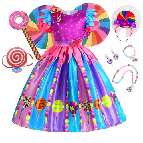 Toddler Girl Princess Candy Lollipop Dress Halloween Party