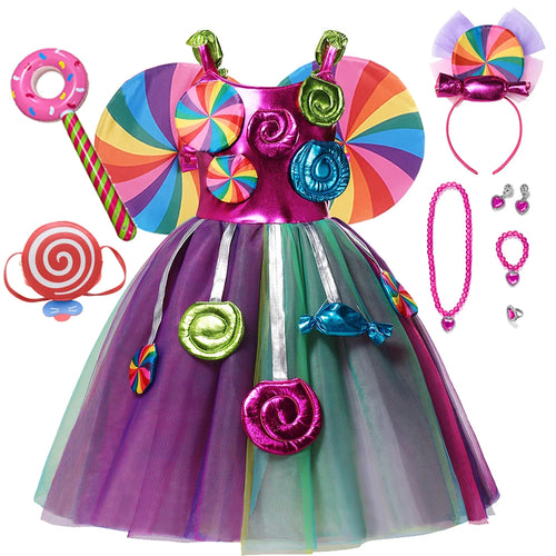 Toddler Girl Princess Candy Lollipop Dress Halloween Party