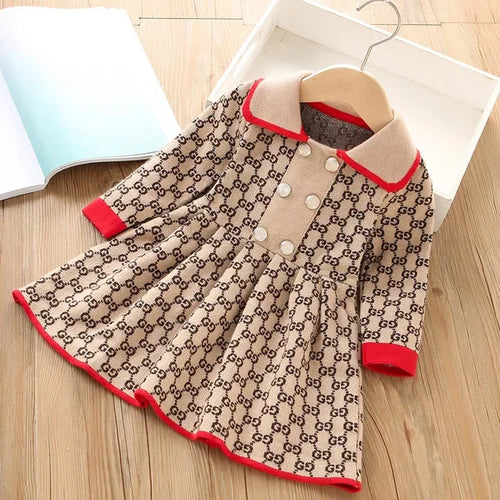 Girls Dress Autumn New Fashionable Heart-shaped Print Skirt Baby Girl