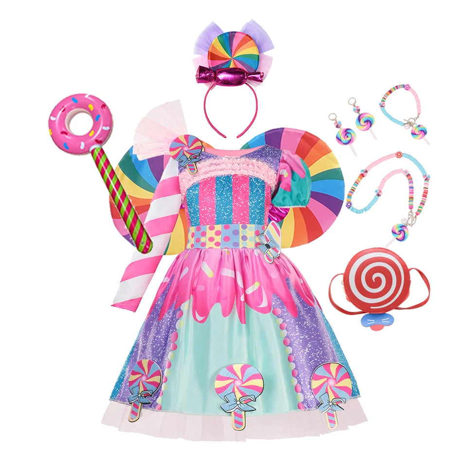 Toddler Girl Princess Candy Lollipop Dress Halloween Party