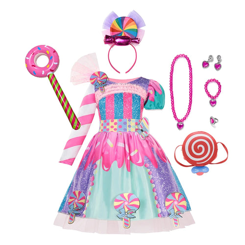 Toddler Girl Princess Candy Lollipop Dress Halloween Party