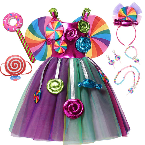 Toddler Girl Princess Candy Lollipop Dress Halloween Party