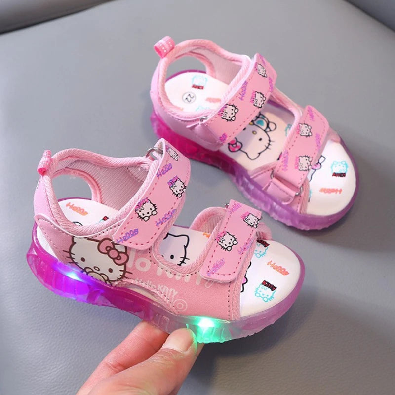 Baby Girls Led Light Sandals Cute Hello Kitty