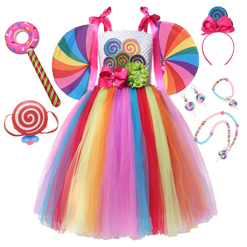 Toddler Girl Princess Candy Lollipop Dress Halloween Party