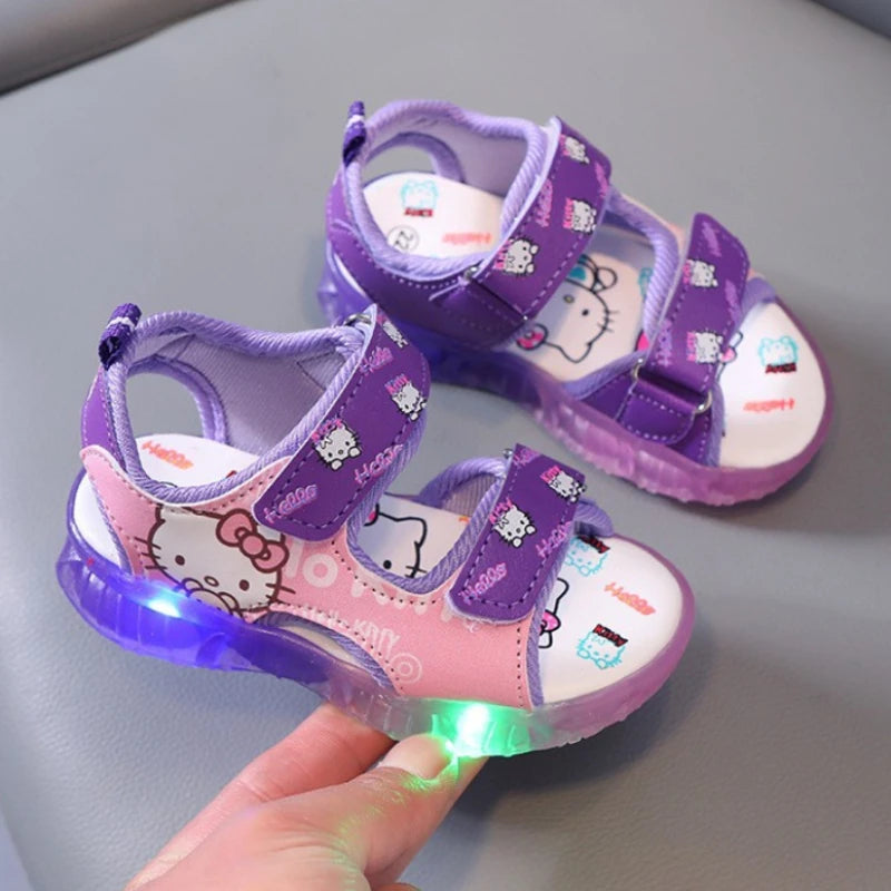 Baby Girls Led Light Sandals Cute Hello Kitty