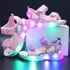 Baby Girls Led Light Sandals Cute Hello Kitty