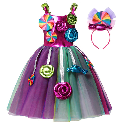 Toddler Girl Princess Candy Lollipop Dress Halloween Party