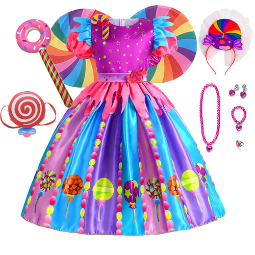 Toddler Girl Princess Candy Lollipop Dress Halloween Party