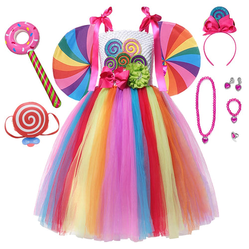 Toddler Girl Princess Candy Lollipop Dress Halloween Party