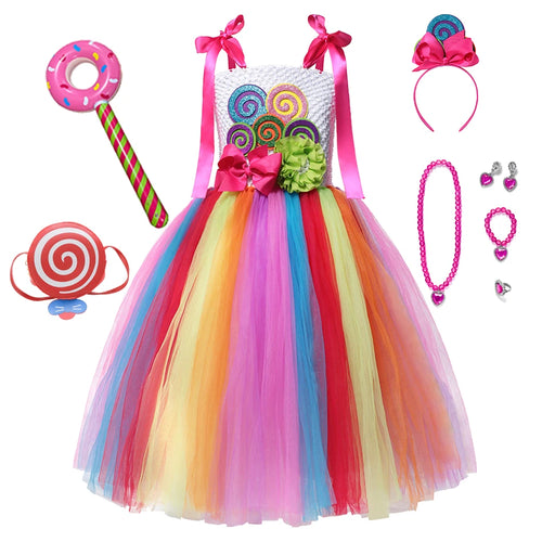 Toddler Girl Princess Candy Lollipop Dress Halloween Party