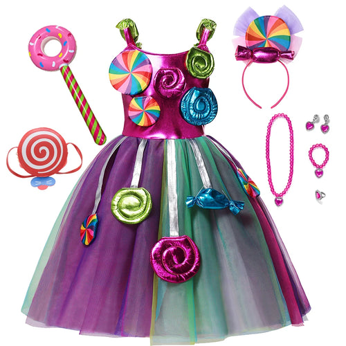 Toddler Girl Princess Candy Lollipop Dress Halloween Party