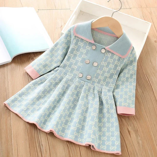 Girls Dress Autumn New Fashionable Heart-shaped Print Skirt Baby Girl